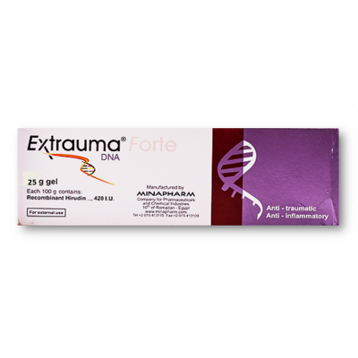 EXTRAUMA DNA FORTE 420 IU ( RECOMBINANT HIRUDIN ) TOPICAL GEL 25 GM